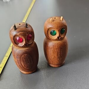 Hand carved in denmark, salt and pepper set of owls.
